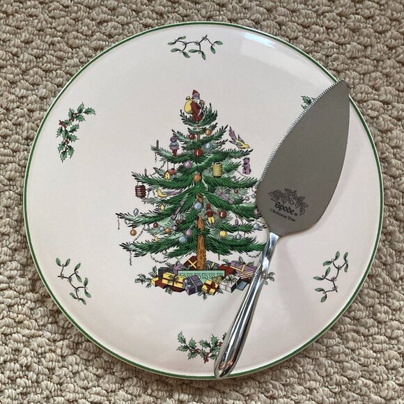 Spode Christmas Tree Cake Plate and Server - Picture 2 of 8
